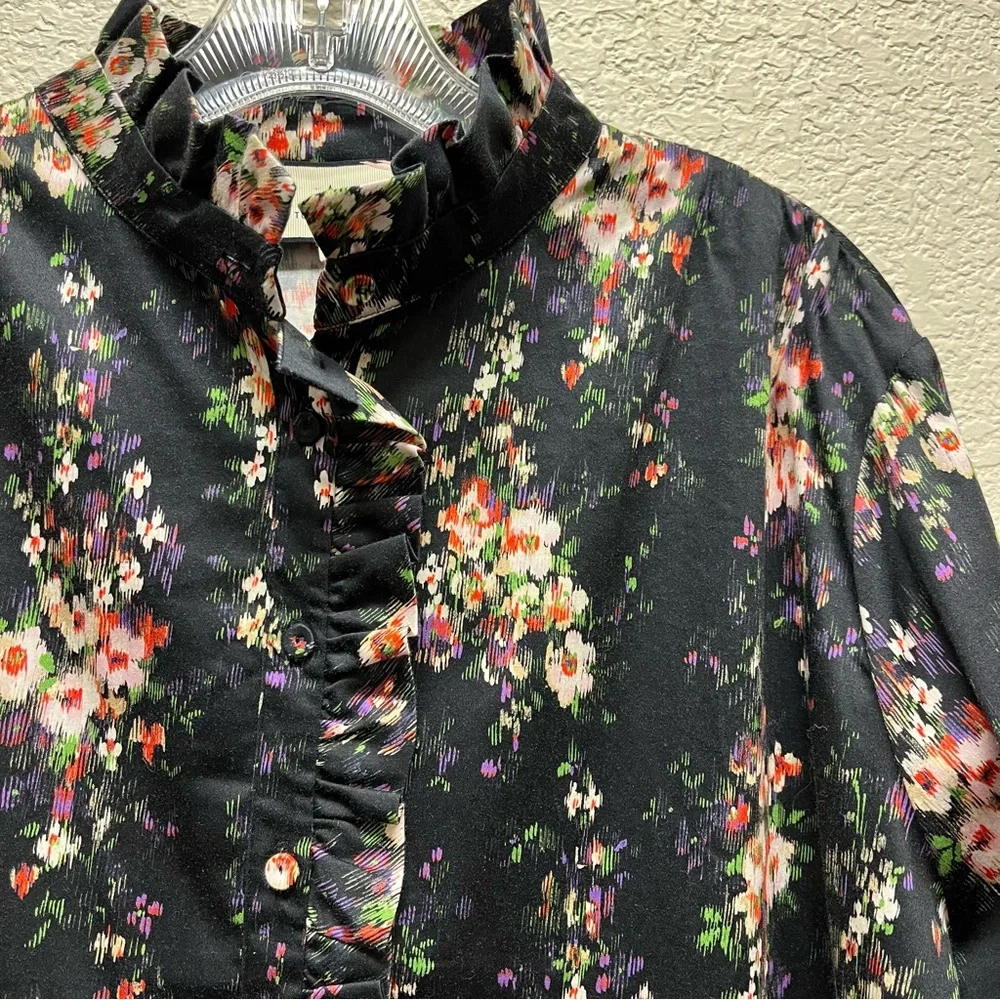 Tuckernuck Tate Dress Onyx Falling Flowers Bouquet Floral Ruffle Pleated Hem 3XL - Picture 7 of 11